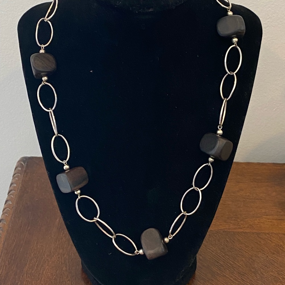 Silpada Vintage, N1359 Ebony Wood Beaded Necklace, .925